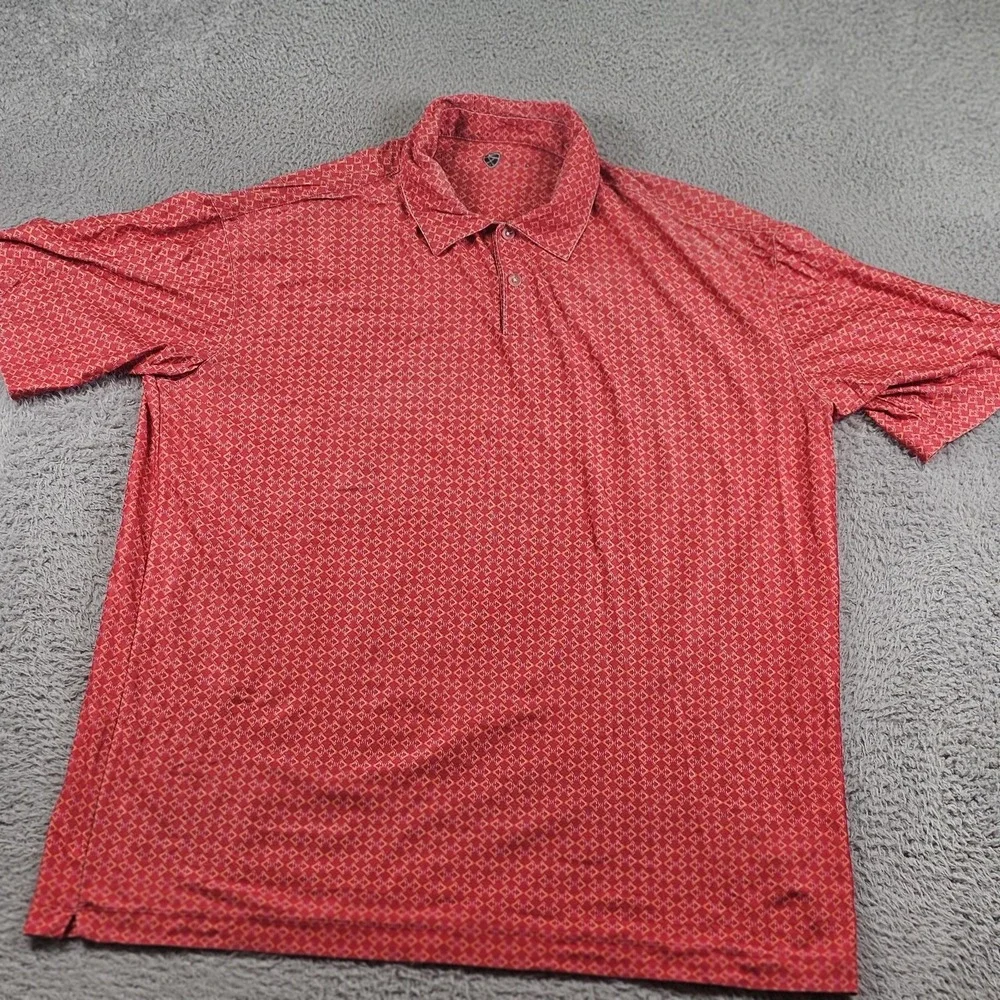 Nike Golf Polo Shirt Mens XL Red Allover Print Stretch‎ Short Sleeve 208482-685
